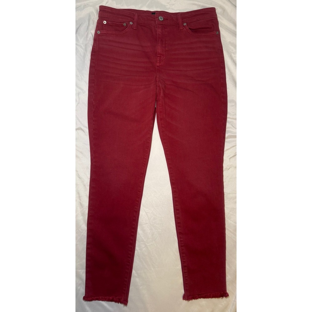 Lucky Brand Ava Skinny Jeans Womens 10/30 Red Raw Hem Streetwear Stretch Denim